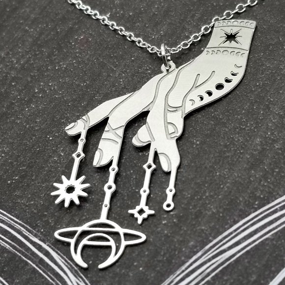 Mystical Hand of Destiny Silver Necklace - Picture 2 of 3